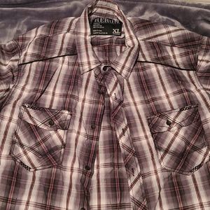 Rerun plaid long-sleeved shirt (XL)